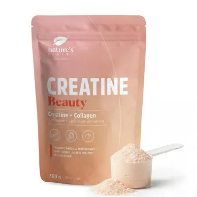 Produktbild von Nature's Finest Beauty Kreatin Pfirsich - 3 g Kreatin, Kollagen, Biotin und B-Komplex - 300 g