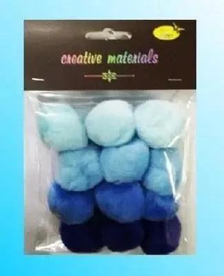 Produktbild von Blaue Acrylpompons, 40 mm, 12 Stück – Galeria Hobby