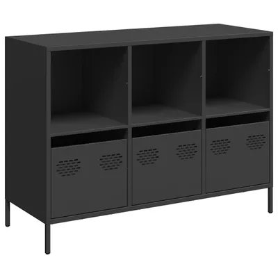 Image de Buffet noir 101,5x39x73,5 cm acier laminé à froid
