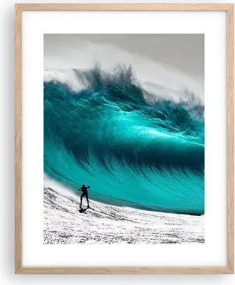 Produktbild von Gerahmtes Poster - Rahmen in heller Eiche - Surfen Welle Türkis - 40x50 cm - Wand Bild - Wanddeko - Wandbilder - Wandposter - Bilderrahmen - Bilder - Kunstdruck - Wandbild - P2NPA40x50-4351