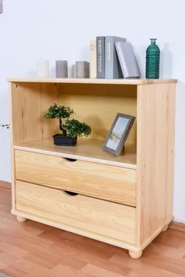 Produktbild von Bücherregal - 80 cm breit, Kiefer Holz-Massiv, Farbe: Natur