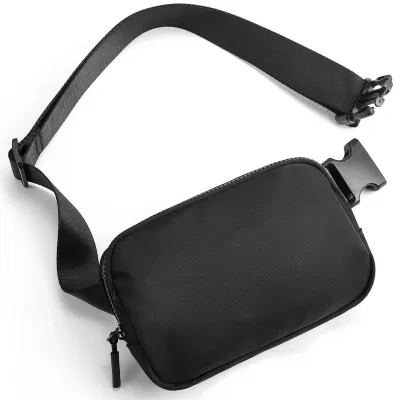 Image de Omgoods - Sac banane unie - Sac bandoulière réglable en noir