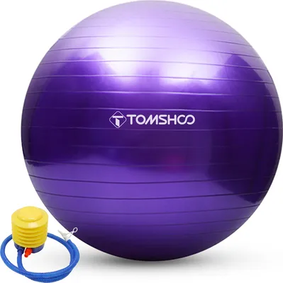 Produktbild von TOMSHOO Anti-Burst Yoga Ball 45cm Stabilitaet Balance Ball Pilates Barre Koerperliche Fitness uebungsball mit Luftpumpe