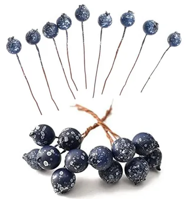 30 künstliche Blaubeerblüten, naturgetreue Stoffbeeren, Kunstfrüchte
