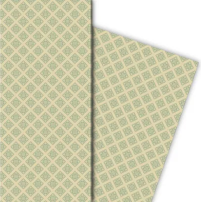 Produktbild von Vintage Kachel Geschenkpapier im geometrischen Retro Design, grün - G8325, 32 x 48cm