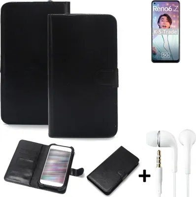 Produktbild von K-S-Trade Wallet Case Handyhülle kompatibel mit Oppo Reno6 Z 5G Schutzhülle Flip cover Flipstyle Tasche Hülle Flipcover Slim Bumper schwarz + in