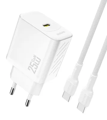 Image de DUDAO Dudao A27CEU Adapter 25Watt 1xUSB-C 1m USB-C to cable included Hvid