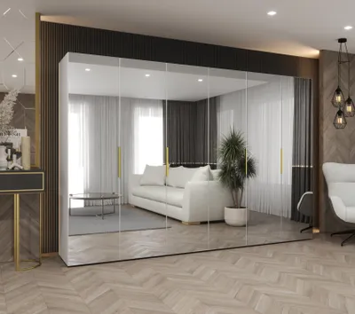 Produktbild von Spiegelschrank 300 cm RABIA - weiß/gold