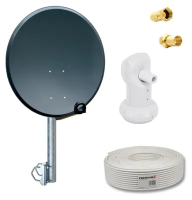 Produktbild von PremiumX SAT Anlage 60cm Antenne Single LNB Balkonhalter Kabel F-Stecker