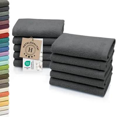 Produktbild von 10er Set Seiftücher, Baumwolle, 30x30 cm, 420g/qm, dunkelgrau