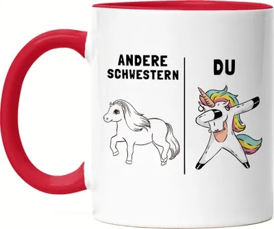 Produktbild von Andere Schwestern Du Tasse Rot beste Schwester der Welt Einhorn Geschwister Lieblingsschwester