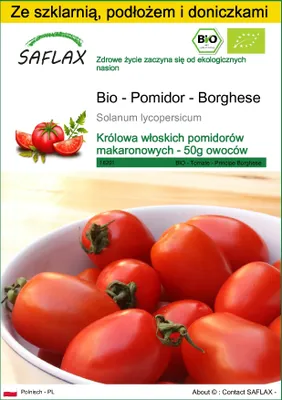 Zdjęcie produktu dla SAFLAX - Zestaw do uprawy - Bio - Pomidor - Borghese - 10 Nasiona - Z mini szklarnią, podłożem uprawowym i 2 doniczkami - Solanum lycopersicum