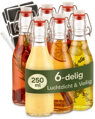 6 Glasflaschen 250 ml mit Drehverschluss – Likörflaschen