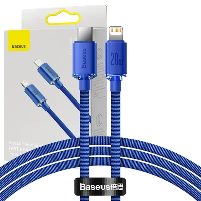 Zdjęcie produktu dla Baseus Crystal Shine Series Kabel Przewód Usb Do Szybkiego Ładowania I Transferu Danych Usb Typ C - Lightning 20W 1,2M Niebieska (Cajy000203)