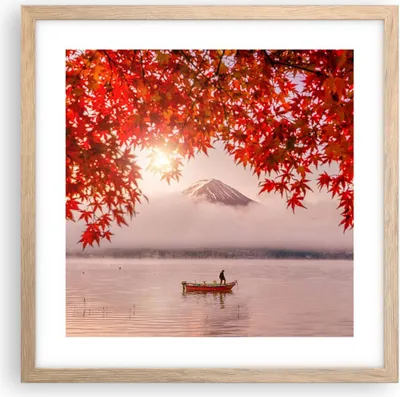 Produktbild von Gerahmtes Poster - Rahmen in heller Eiche - Vulkan See - 40x40 cm - Wand Bild - Wanddeko - Wandbilder - Kunstposter - Wandposter - Bilderrahmen - Bilder - Kunstdruck - Wandbild - P2NAC40x40-4107