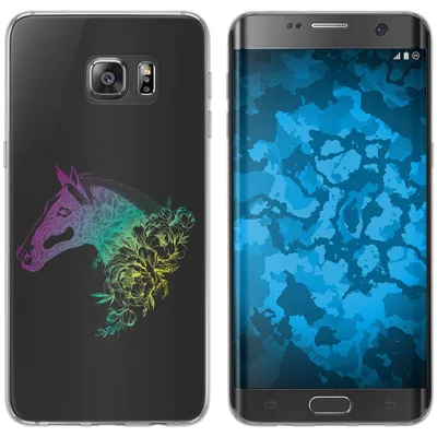 Produktbild von PhoneNatic Case kompatibel mit Samsung Galaxy S7 Edge Silikon-Hülle Floral Pferd M5-4