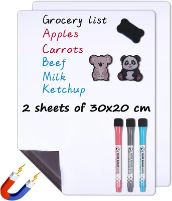Obrázok produktu pre Whiteboardová fólia 30 x 20 cm, magnetická, stierateľná za sucha, flexibilná, do kuchyne