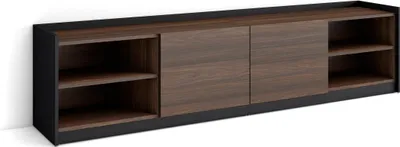 Produktbild von TV-Schrank, Lowboard, 207x37x50cm, Für TV-Geräte bis zu 80", Fernsehtisch, Dunkler Eiche und Schwarz