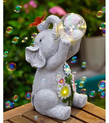Immagine prodotto di Statua da giardino elefante - Resina - Luce LED solare - Resistente alle intemperie - Per giardino e balcone