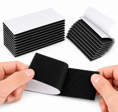 Klettband selbstklebend 50 mm x 100 mm, 20 Stück, schwarz