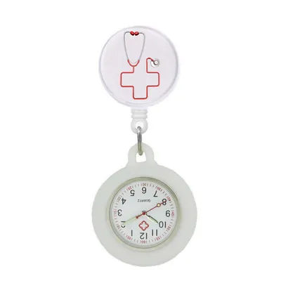 Produktbild von Nurse Watch Schwesternuhr Silikon ausziehbares Band Pulsuhr Kitteluhr Pflege Motiv 2 WS