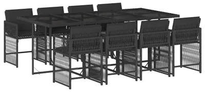 Produktbild von vidaXL 9-tlg. Garten-Essgruppe mit Kissen Schwarz Poly Rattan