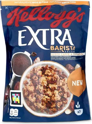 Produktbild von 3x Kellogg's Extra Barista Edition Müsli mit ganzem Hafer zum Kaffeegeschmack mit Mandelflocken und Schokolade 350g