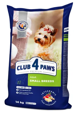 Produktbild von CLUB 4 PAWS Premium Trockenfutter kleine Rassen 14kg – Hoher Huhn-Anteil 29% – Omega 3+6 – Ohne künstliche Farbstoffe
