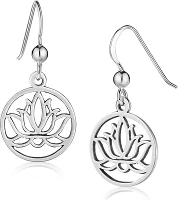 Produktbild von MATERIA by Matthias Wagner Lotus Ohrringe hängend rund aus 925 Sterling Silber SO-59