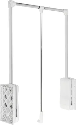 Produktbild von GTV - Kleiderlift mit Gasdruckfedern für Schrank | Schrankbreite 645mm - 910mm | Stromabnehmer mit Gashebebühne | Kleiderstangen | weiß