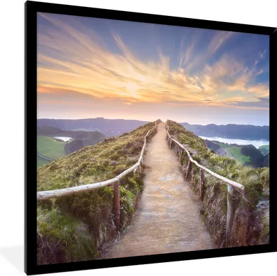 Produktbild von MuchoWow® Gerahmtes Poster Berge - Natur - Weg 40x40 cm - Poster mit Schwarzem Bilderrahmen Wandposter Rahmen Foto Bilder - Mit Rahmen - Wanddekoration Schlafzimmer