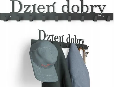 Obrázok produktu pre Nástenný vešiak na oblečenie kabáty kľúče kovový 9 háčikov Čierna