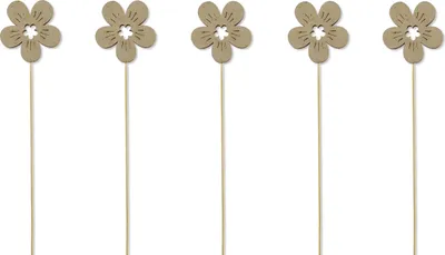 Produktbild von Holz Blumen-Stecker Blüte natur 5 Stück 7 x 36cm Dekostecker Blumenstab Blumenstab Holzstecker