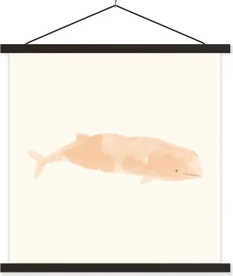 Produktbild von MuchoWow® Textilposter Fisch - Meer - Aquarell 120x120 cm mit schwarzem Rahmen - Aufhängungsset