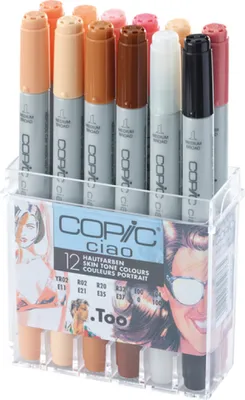 Produktbild von Copic Ciao Set Grafikmarker - Porträtfarben - Nachfüllbar mit Copic Ink - 12Stk
