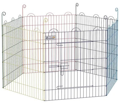 Immagine prodotto di Recinto per Cuccioli Recinto per Cuccioli per Animali Domestici, 6 Pezzi 60 cm Recinto per Cuccioli, Box Fai da Te, Recinto per Esterni con Porta, Metallo, Colorato