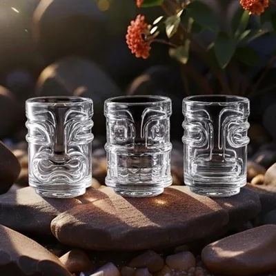 Produktbild von Tiki Shotgläser - Schnapsgläser - Shotgläser - Tiki - Shotgläser aus Glas - Trinkglas - Shotgläschen - 6 Stück - Tiki Dekoration - Cave & Garden