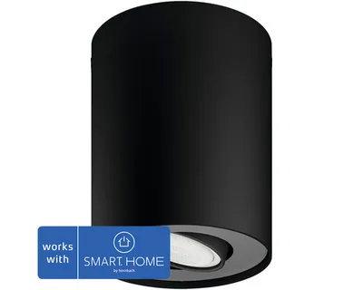 Produktbild von Philips Hue White ambience Pillar Einzelspot schwarz + Dimmschalter, Intelligente Deckenbeleuchtung, Bluetooth, Schwarz, LED, Metall, GU10