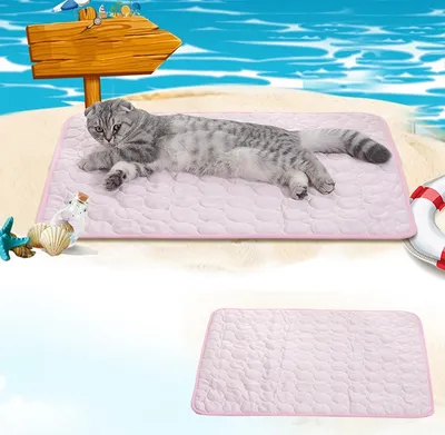 Produktbild von 100x 70cm Kühlmatte für Katze Hunde, Haustier Eismatte Hundematte, Bett Kühldecke, Waschbar Haustiere Kühlkissen (Rosa)