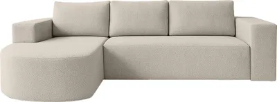 Produktbild von FEDVE Ecksofa Tolga aus Bouclé-Stoff mit Schlaffunktion, Beige