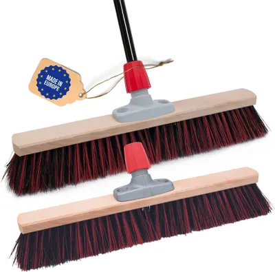 Produktbild von Novaliv 2x Straßenbesen 50 cm mit Stiel draußen Arenga-Elaston Borsten Ideal als Besen draußen Gartenbesen harte borsten mit Stiel Hofbesen Stallbesen Kehrbesen Industriebesen Outdoor broom