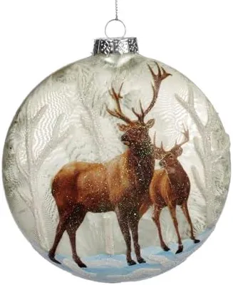 Immagine prodotto di Palla natalizia a forma di cervo, bianco e marrone, 13,5 cm, decorazione per l'albero di Natale