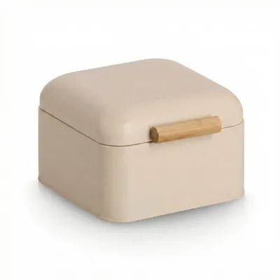 Produktbild von Zeller Brotkasten, Metall/Bambus, beige, ca. 20 x 20 x 13,5 cm