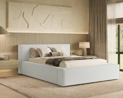 Produktbild von Chilly Polsterbett Lugano Weiß Bouclé Stoff 140x200cm mit Stauraum - modernes Design