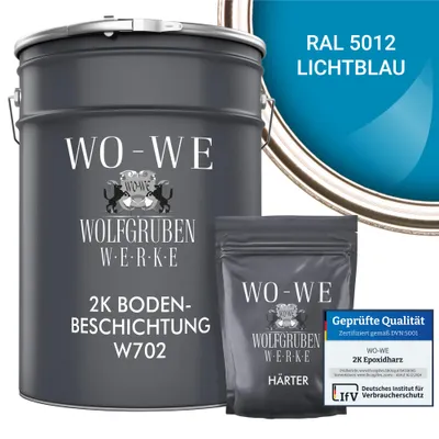 Produktbild von 2K Epoxidharz Garagenfarbe Bodenbeschichtung W702 Lichtblau wie RAL 5012 - 10Kg