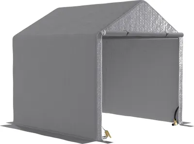 Image de Outsunny Abri de jardin 2 x 2 x 2 m abri vélo extérieur avec cadre en acier galvanisé, imperméable et résistant aux UV, tente de stockage pour vélo, moto, outils - gris