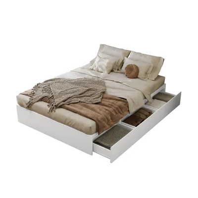 Produktbild von Stauraumbett 140 x 200 cm,Palettenbett, Doppelbett, Funktionsbett, Massivholzbett, mit Stauraumbox unter dem Bett, mit Schubladen, mit Stauraum