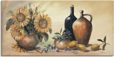 Produktbild von ARTland Leinwandbild Stillleben mit Sonnenblumen Größe: 100x50 cm