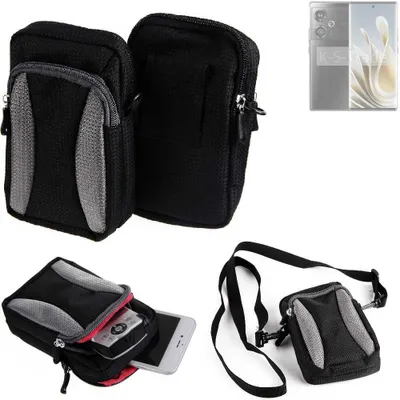 Produktbild von K-S-Trade Holster Schutz Hülle kompatibel mit Nubia Z50S Handy Hülle Gürteltasche Umhängetasche mit Zusatzfach schwarz