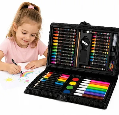 Produktbild von Malkasten Kunstset 48-teilig - Zeichenmaterial und Stifte im Mal-Set für Kinder